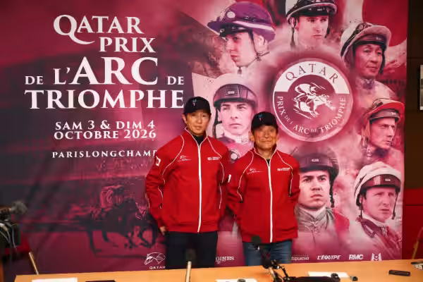 Mamoru Ishibashi et Yutaka Take Meisho Tabaru Arc de Triomphe 2026 - Mamoru Ishibashi (entraineur) et Yutaka Take (jockey)